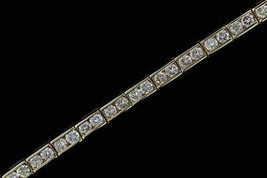 4Ct Simulated Diamond Channel Set Tennis Bracelet 14K Yellow Gold Plated Silver - £113.76 GBP