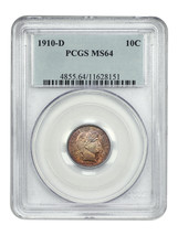 1910-D 10C PCGS MS64 - £566.73 GBP