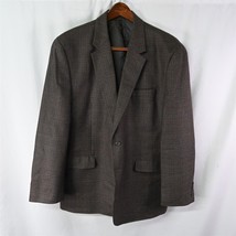 Chaps Ralph Lauren 46R Brown Houndstooth Lambswool Blazer Suit Jacket Sport Coat - £11.78 GBP