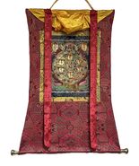 WHEEL OF LIFE  BHAVACAKRA  MANDALA TIBETAN THANGKA PAINTING  HIGH SILK F... - $177.85