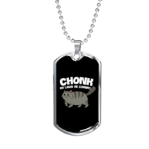 Chonk Oh Lawd Fat Cat Necklace Stainless Steel or 18k Gold Dog Tag 24&quot; Chain - £37.92 GBP+