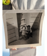 1957 Young Asian Siblings on Stairs Found B&amp;W Photo-Snapshot 3.5x3.5 Los... - £9.34 GBP