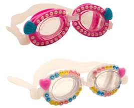 Anti Fog Fancy Girls Swim Goggles Kids 2 Pack Pink White Bling Rainbow H... - $29.99