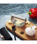 Stainless Steel Multifunctional Manual Garlic Press Curved Slicer Chopper - $15.09