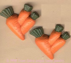 Huge Resin Bunch Carrots Button Earrings Rabbit Food Garden Vegetable Jewelry - $7.83