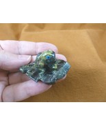 (Y-FRO-165) green Frog on LEAF carving GREEN serpentine Gem gemstone FIG... - $12.19