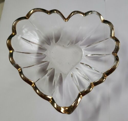 Primary image for Vintage gold rimmed glass heart candy dish.
