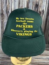 VTG Mohr&#39;s Green Packers Vikings Mesh Back Foam Rope Snapback Trucker Ha... - $19.34