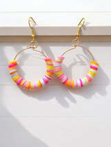 Pink and Yellow Clay Bead Earrings - €5,12 EUR