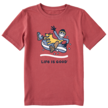 Life Is Good Jake Rocket Snowtube Crusher T Shirt Mens M Faded Red NEW - $24.62