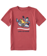 Life Is Good Jake Rocket Snowtube Crusher T Shirt Mens M Faded Red NEW - £19.36 GBP