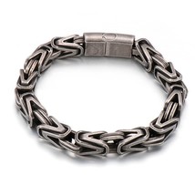 New Brushed Linking Chain Bracelet Men Stainless Steel Indian GoldBlack Twisted  - £16.60 GBP