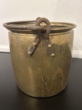 Antique Primitive Pot Cauldron Hand Hammered Brass Over Copper - £44.69 GBP