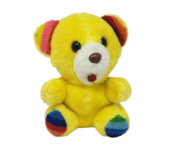 6" Vintage Link & Pan Yellow Rainbow Stripe Teddy Bear Stuffed Animal Plush Toy - £22.02 GBP
