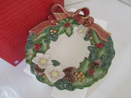 Fitz & Floyd Holiday Classics Christmas Rose Canape Plate Tray 9" Boxed - $18.76