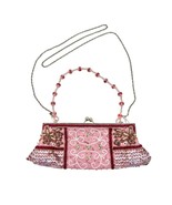 Handbag Beaded Handle plus Chain Strap Pink Beaded Sequined Evening Form... - $17.82