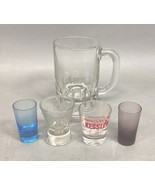 1 Vintage Glass Beer Mug With 5 Shot Glasses - $14.85