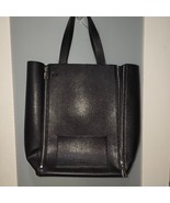 French Connection Black Faux Leather Tote Bag | Zipper Detail | Chic Min... - $347.82 MXN