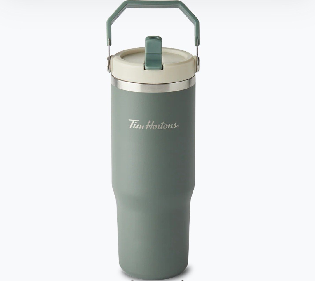 Brand New Tim Hortons 30oz Stainless Steel Top Handle Tumbler - Forest G... - $49.71