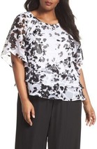 NEW ALEX EVENINGS WHITE BLACK FLORAL TIERED BLOUSE SIZE 1 X WOMEN $149 - £55.81 GBP