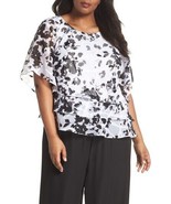 NEW ALEX EVENINGS WHITE BLACK FLORAL TIERED BLOUSE SIZE 1 X WOMEN $149 - £59.23 GBP