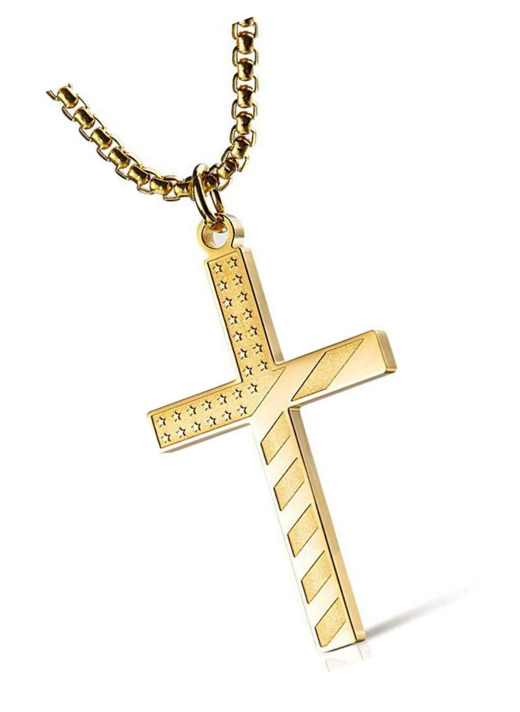 Primary image for Stainless Steel American Flag Cross Necklace 4:13
