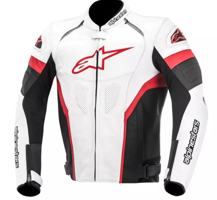Alpinestars Men's White/Black/Red Motorcycle Motorbike/ MotoGP Leather Jacket - $229.00