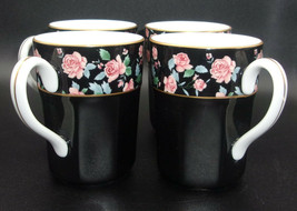 Arita Victoria&#39;s Garden Gear 4 Coffee Mugs Gold Trim Flowers Japan Porcelain - £35.95 GBP