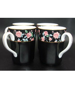Arita Victoria&#39;s Garden Gear 4 Coffee Mugs Gold Trim Flowers Japan Porce... - £35.39 GBP