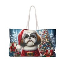 Personalised/Non-Personalised Weekender Bag, Christmas, Cute Dog, Large Weekende - £38.99 GBP