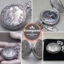 Metal Compass with Cover Liquid Fill Pocket Watch Style Hiking Swivel Clip CP21 - £13.36 GBP