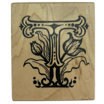 PSX Letter T Botanical Floral Monogram Initial Rubber Stamp F-1119 Vintage 1993 - £15.44 GBP