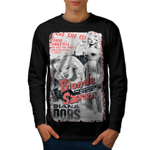 Blonde Spy Girl Fashion Tee Bombshell Spy Men Long Sleeve T-shirt - £11.21 GBP