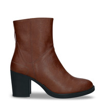 Botas de tacón mujer al tobillo en cuero vegano marrón con cremallera aj... - $117.87