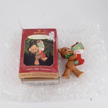 1999 Hallmark Keepsake Child&#39;s Fifth 5th Christmas Bear Stocking Ornament - £3.38 GBP