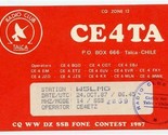 CE4TA Talca Chile QSL Card 1987 - $11.88