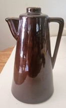 Vintage Liquor Bottle 185 Brown Glazed Pottery Teapot Decanter Pitcher Syrup 7&quot; - £13.40 GBP