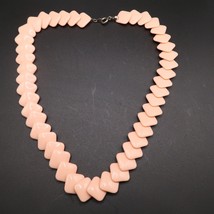 Vintage Pale Pink Plastic Necklace Square Disc Beads 8 Inches 80s Retro Design - £11.00 GBP