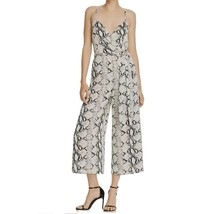 Aqua Womens L White Black Snake Print Faux Wrap Wide Leg Jumpsuit PREOWN... - $746.03 MXN