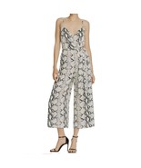 Aqua Womens L White Black Snake Print Faux Wrap Wide Leg Jumpsuit PREOWN... - $53.76 CAD