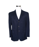 VTG CHAPS Ralph Lauren Navy 3 Button Sport Coat Blazer Jacket 40R Suede ... - $66.03 CAD