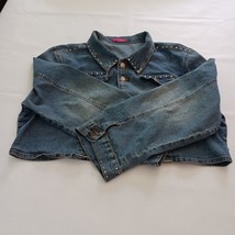 Thalia Sodi Vtg Denim Women's Button Up Jacket Jeans Blue Vest Measured Size M image 8