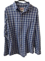 Wrangler Jeans Co Plaid Shirt Size M Blue White Long Sleeve Button Up - £10.65 GBP