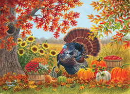 Framed Canvas Art Print Painting Harvest Garden Autumn Farm Turkey Thanksgiving - £31.74 GBP+