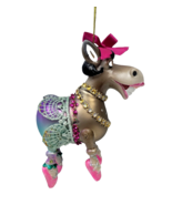 Blown Glass Donkey Ballerina Christmas Ornament Glitter Ballet Slippers ... - $14.29