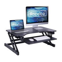 Rocelco 32" Height Adjustable Standing Desk Converter - Quick Sit Stand Up Dual  - £192.43 GBP