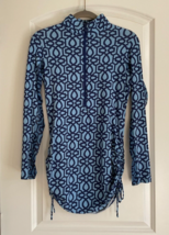 Ibkul Drawstring Tunic Top Women 1/2 Zip Long Sleeve Blue Shades Size Xsmall - £23.70 GBP