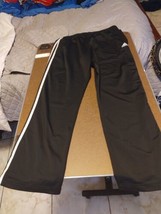 Adidas Athletic Track Pants Men’s Small White Black Striped Drawstring Pockets - £15.56 GBP