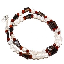 Smokey Topaz Natural Gemstone Beads Jewelry Necklace 17&quot; 82 Ct. KB-624 - £8.65 GBP