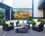 4 Pieces Outdoor Furniture Complete Patio Cushion Wicker P.E Rattan Gard... - $833.99